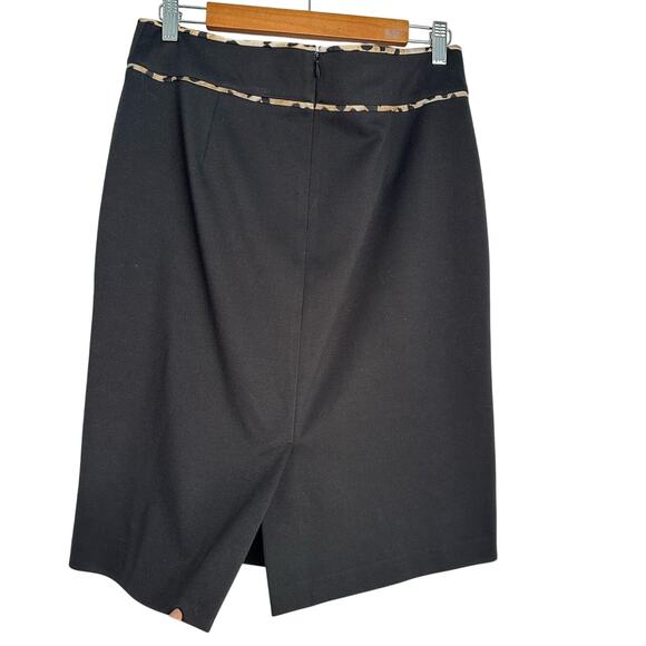 Calvin Klein Black Leopard Print Accent Midi Skirt Women's Size 8 - Picture 2 of 5